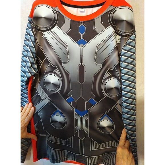 Marvels Thor Activewear Shirt Men's Large Comic Lover Shirt Long Sleeve Uniform - Picture 2 of 6